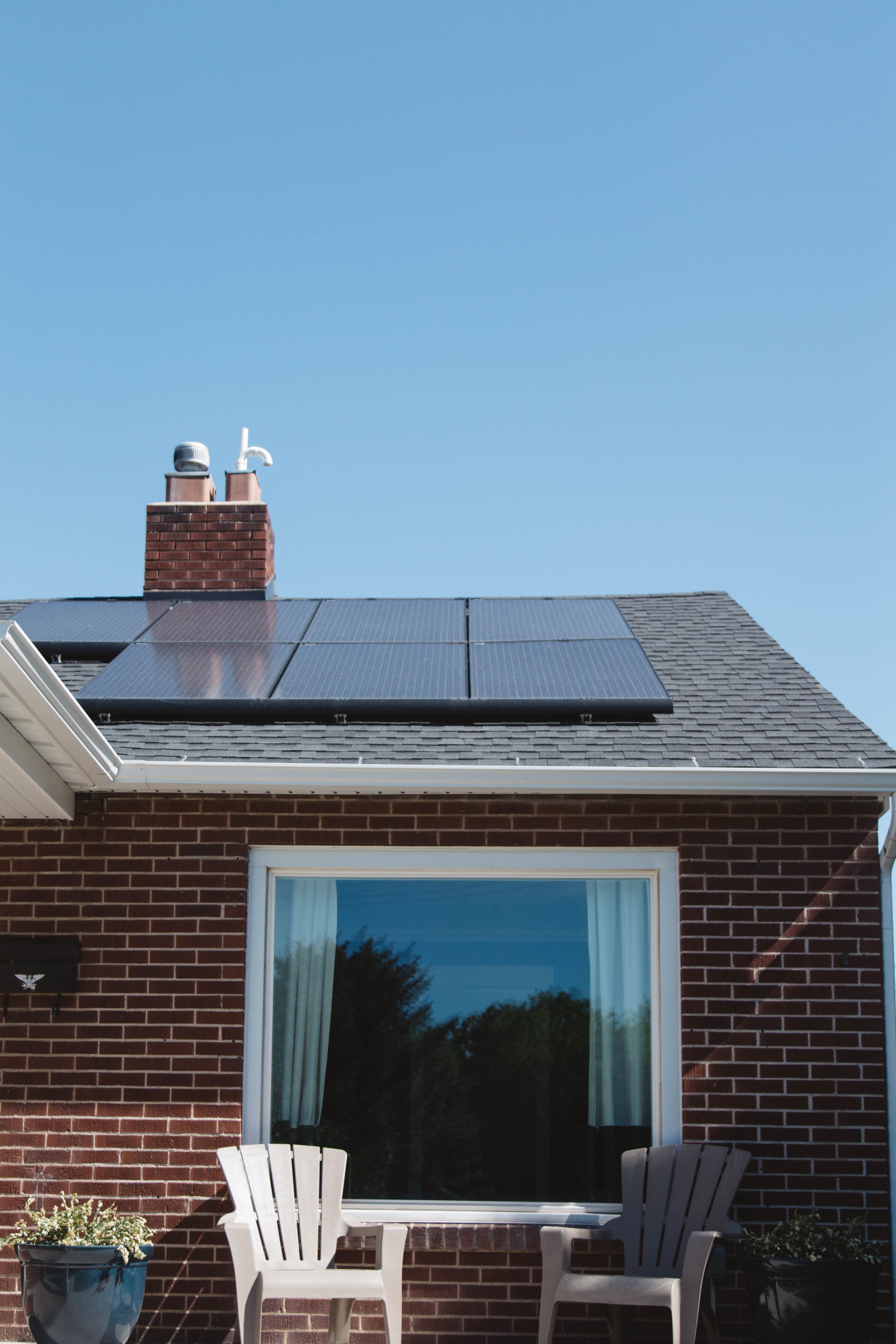 House with solar panels on the roof